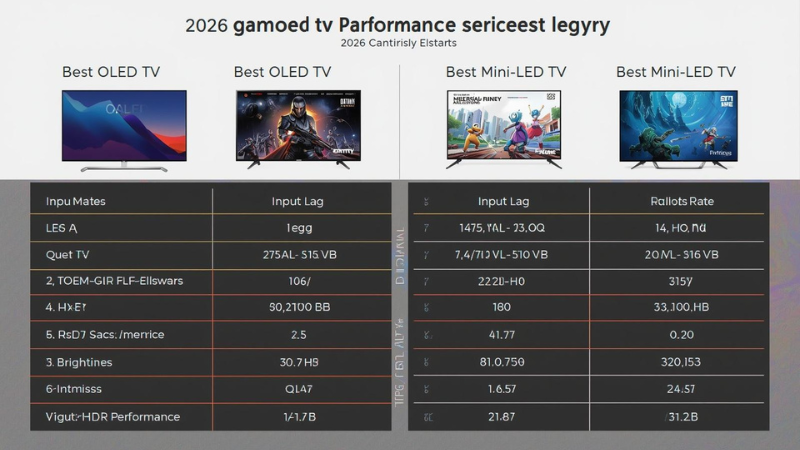 2026 gaming tv performance comparison chart - best oled tvs vs mini-led