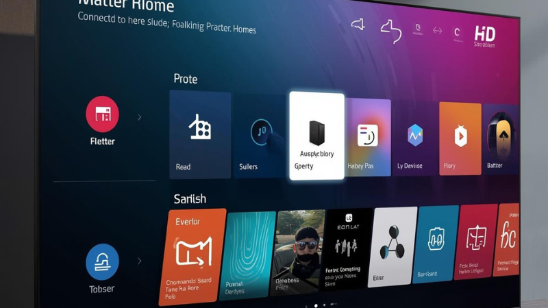 LG webOS 2026 smart interface showing Matter home hub integration