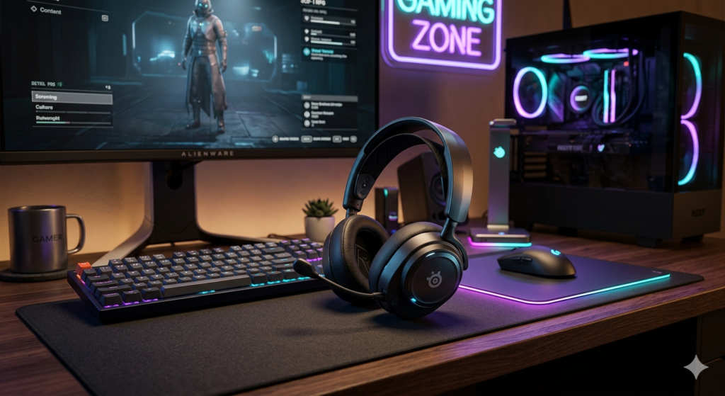Best headphones for gaming 2026 enthusiast desk setup with RGB lighting