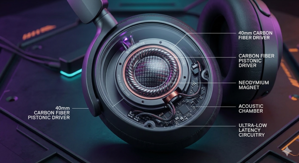 SteelSeries Nova Elite carbon fiber driver and hot swappable battery system detail