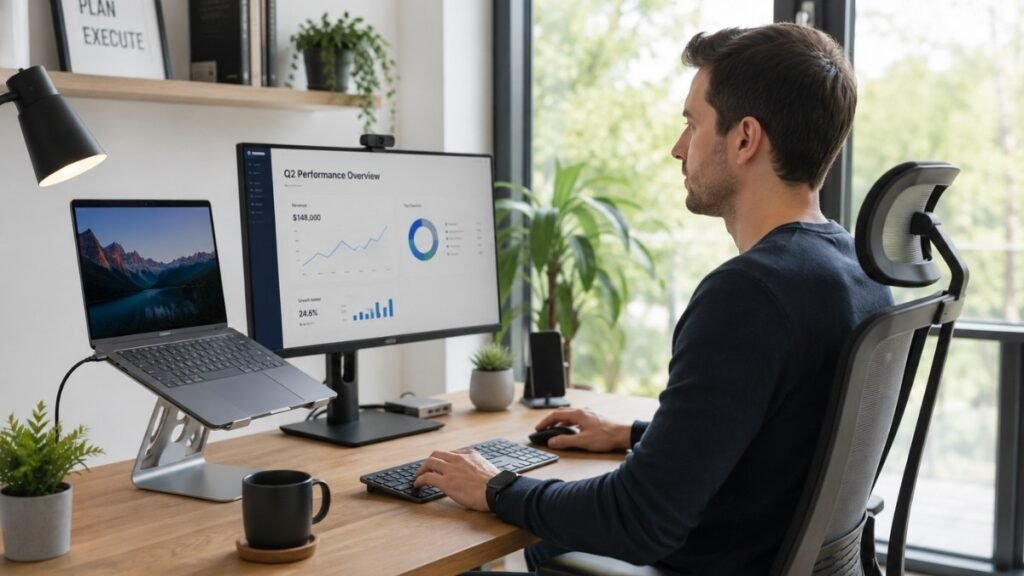 Efficient home office setup designed for comfortable and productive work.