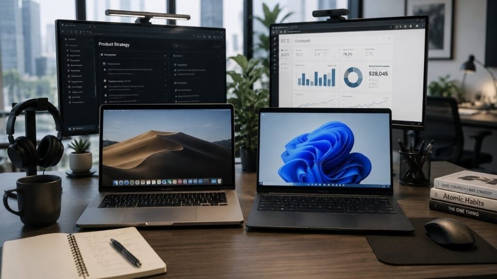 Mac and Windows laptops compared for everyday office work